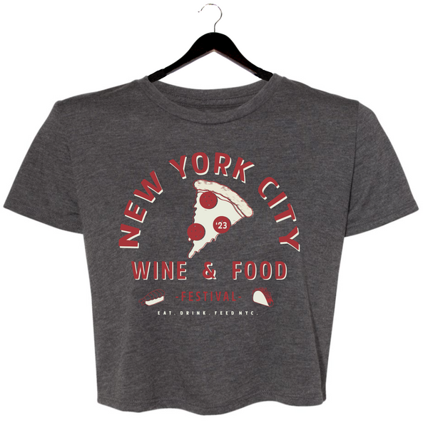 NYCWFF '23 - Women's Crop Tee - Pizza - Dark Grey