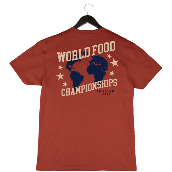 World Food Championships '23 - Unisex Crewneck Shirt - Map - Rust