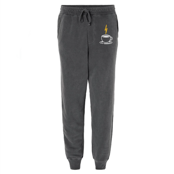 Coffee Bolt - Unisex Pigment Dyed Sweatpants - Pigment Black