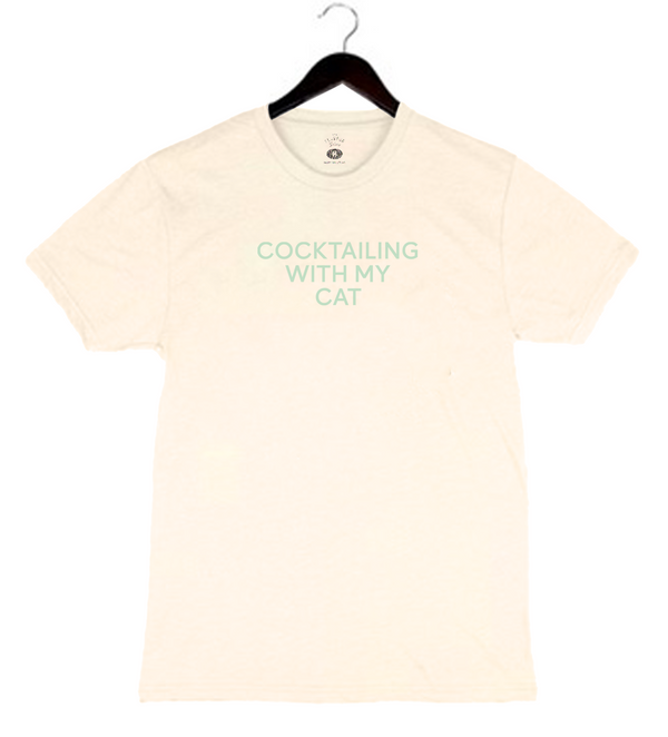 Cocktailing With My Cat - Unisex Crewneck Shirt - Natural
