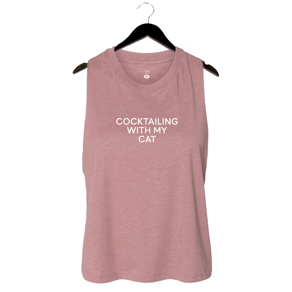 Cocktailing With My Cat - Women's Racerback Crop Tank - Mauve