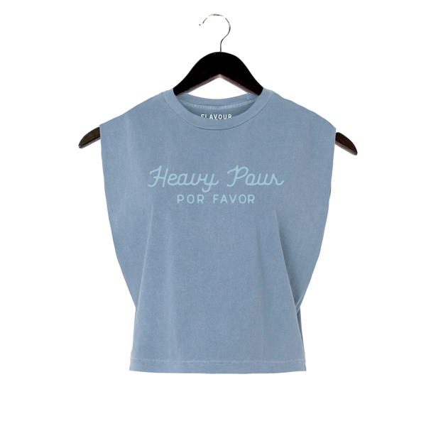 Heavy Pour Por Favor - Women's Cropped Muscle Tee - Faded Navy