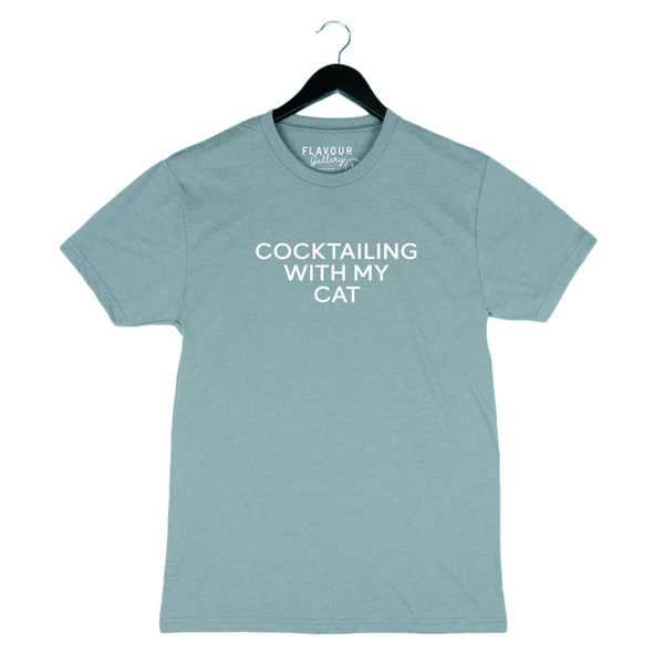 Cocktailing With My Cat - Unisex Crewneck Shirt - Heather Blue