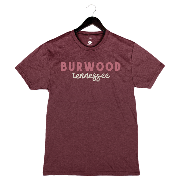 Burwood, TN - Unisex Crewneck Shirt - Cursive - Maroon