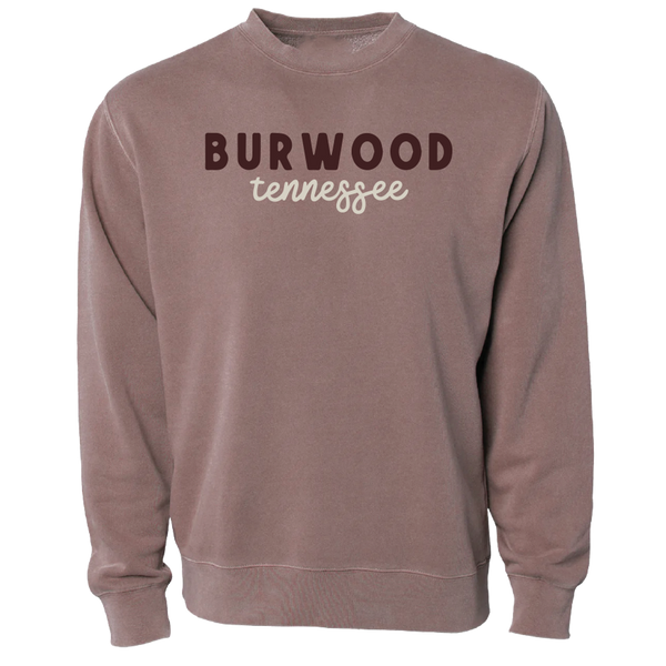 Burwood, TN - Unisex Crewneck Sweatshirt - Cursive - Pigment Clay