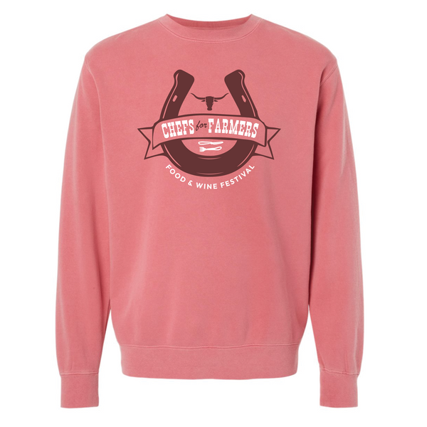 Chefs For Farmers '24 - Unisex Crewneck Sweatshirt - Horseshoe - Pigment Pink