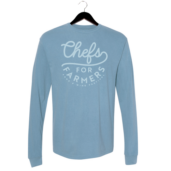 Chefs For Farmers '24 - Unisex Long Sleeve Shirt - Script - Ice Blue