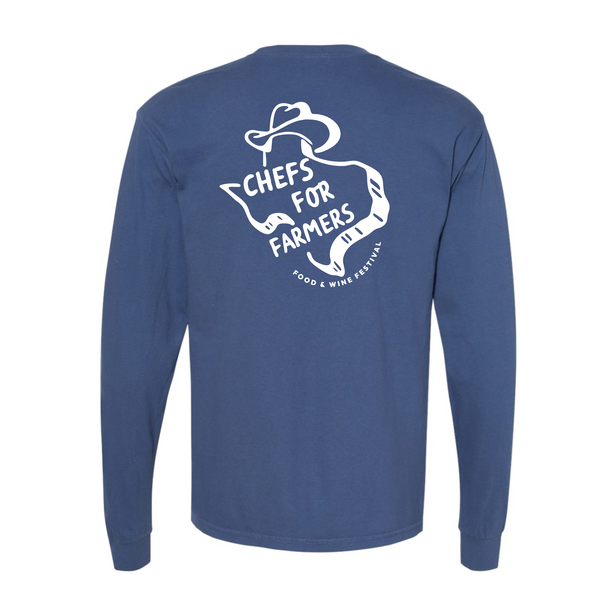 Chefs For Farmers '25 - Unisex Long Sleeve Shirt - Texas Hat - Dark Blue