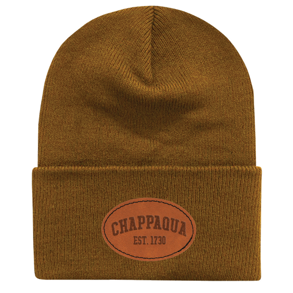 Chappaqua School Foundation - Cuffed Beanie - Est. 1730 Leather Patch - Coyote