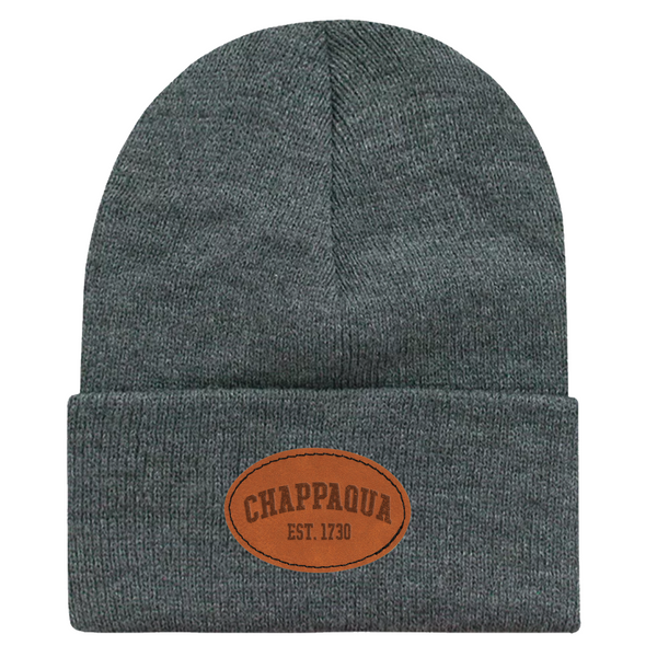 Chappaqua School Foundation - Cuffed Beanie - Est. 1730 Leather Patch - Heather Grey