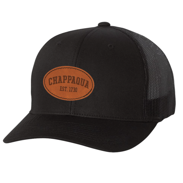 Chappaqua School Foundation - Trucker Cap - Est. 1730 Leather Patch - Black