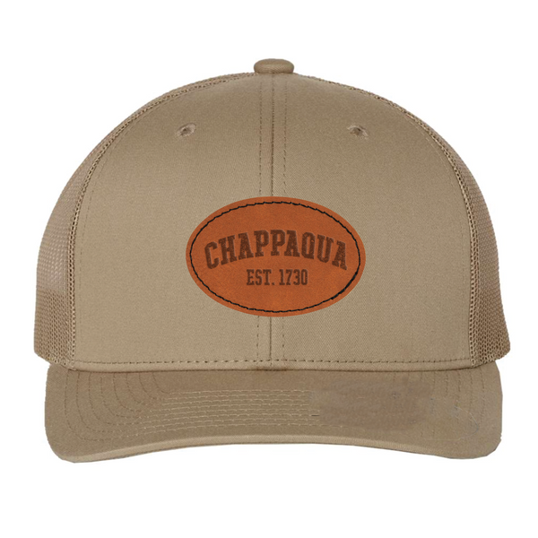 Chappaqua School Foundation - Trucker Cap - Est. 1730 Leather Patch - Khaki