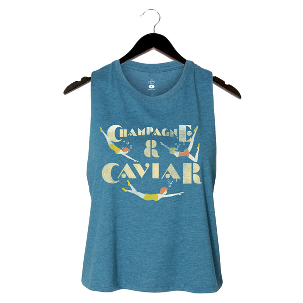 Champagne & Caviar - Women's Racerback Crop Tank - Teal