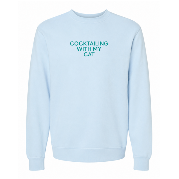 Cocktailing With My Cat - Unisex Crewneck Sweatshirt - Chambray