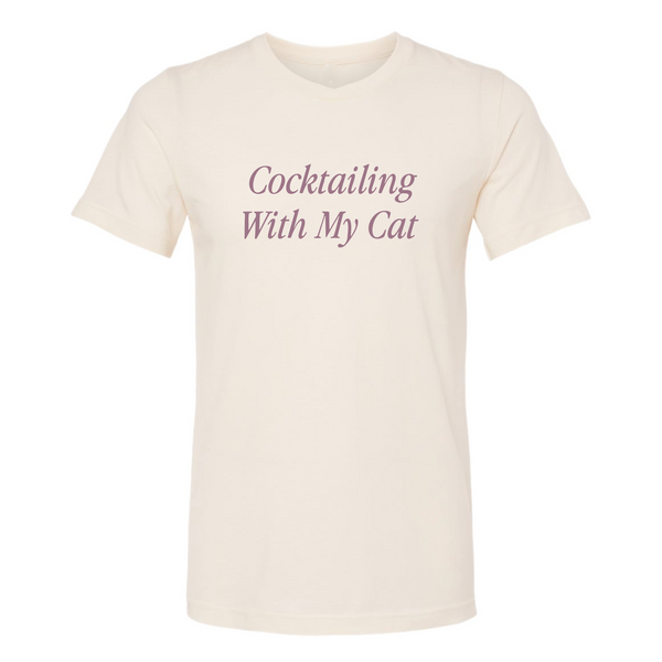 Cocktailing With My Cat - Unisex Crewneck Shirt - Natural