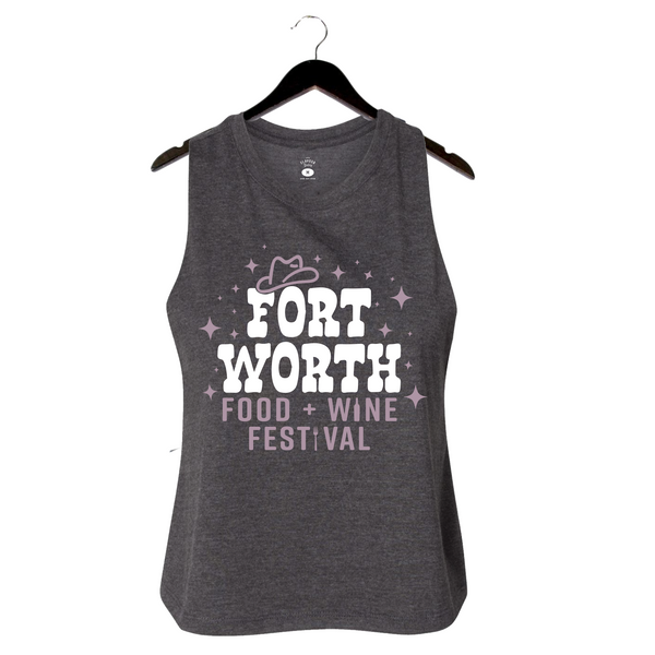 FWFWF 2025 - Women's Racerback Cropped Tank - Sparkles - Dark Grey