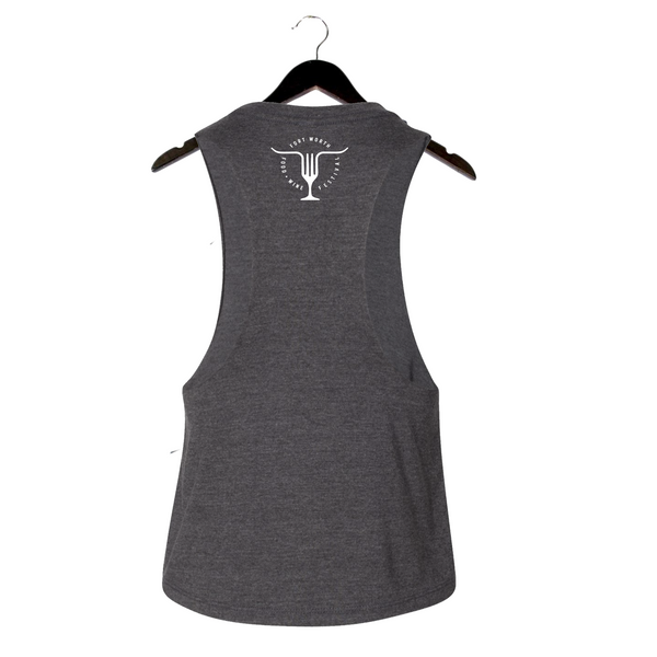FWFWF 2025 - Women's Racerback Cropped Tank - Sparkles - Dark Grey