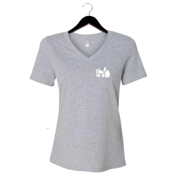 HWFE 2025 - Women's V-Neck Shirt - Logo - Heather Grey