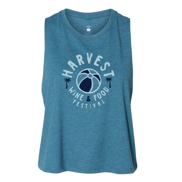 Harvest WFF '25 - Women's Racerback Crop Tank - Beach Ball - Teal