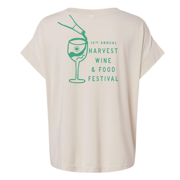 Harvest WFF '26 - Women's Relaxed Vintage Tee - Wine Glass - Washed Natural