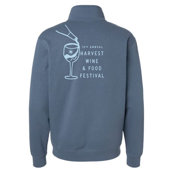 Harvest WFF '26 - Unisex Quarter Zip Sweatshirt - Wine Glass - Storm Blue