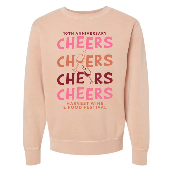 Harvest WFF '26 - Unisex Crewneck Sweatshirt - Cheers - Pigment Dusty Pink