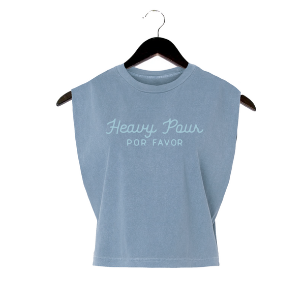 Heavy Pour Por Favor - Women's Cropped Muscle Tee - Faded Navy