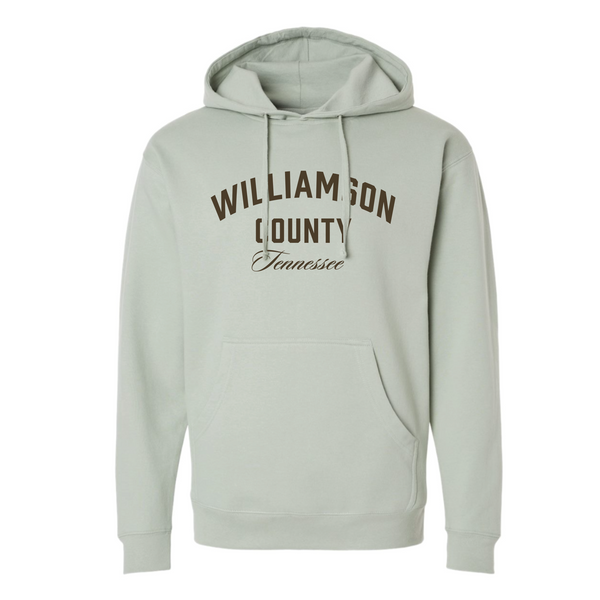 @JessieTigges - Unisex Hooded Sweatshirt - Williamson County Arched - Sage