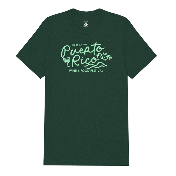 Puerto Rico Wine & Food Festival - Unisex Crewneck Shirt - Script - Forest