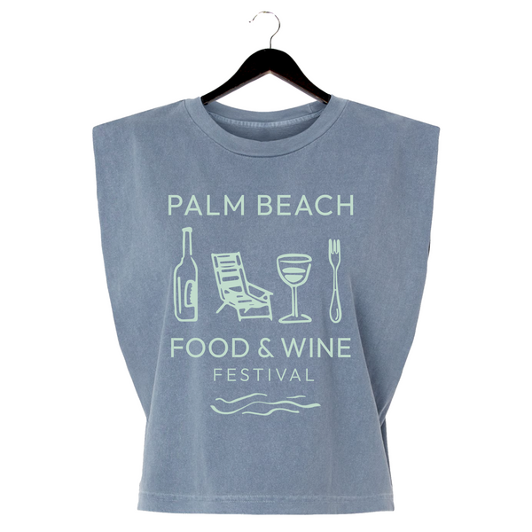 Palm Beach Food & Wine Festival '24 - Women's Muscle Shirt - Beach Chair - Faded Navy