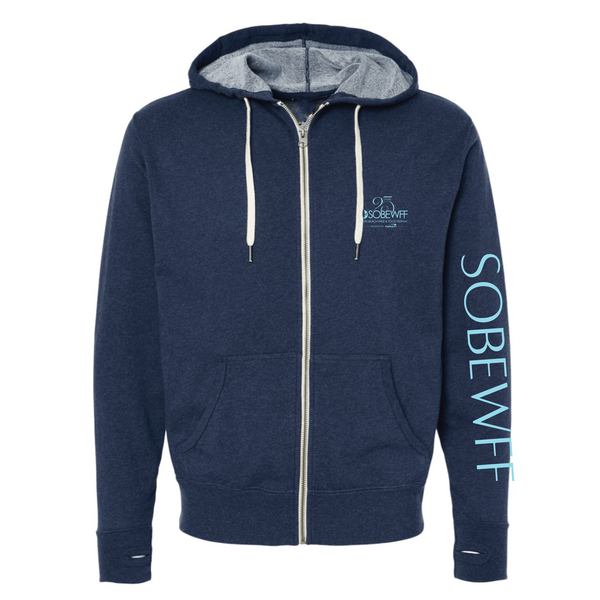 SOBEWFF 2026 - Unisex Zip Up Hoodie - 25th Anniversary - Navy