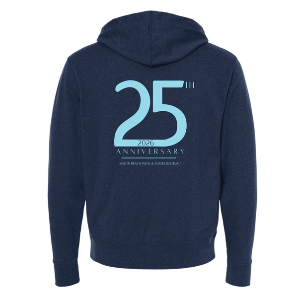 SOBEWFF 2026 - Unisex Zip Up Hoodie - 25th Anniversary - Navy