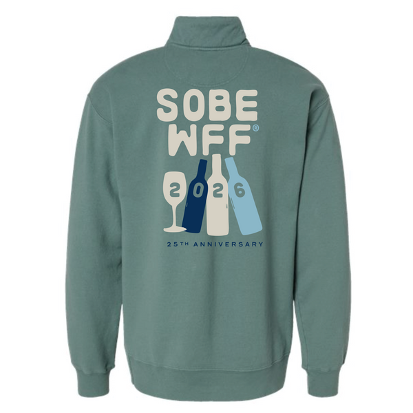 SOBEWFF 2026 - Unisex Quarter Zip Sweatshirt - Bottles - Light Green