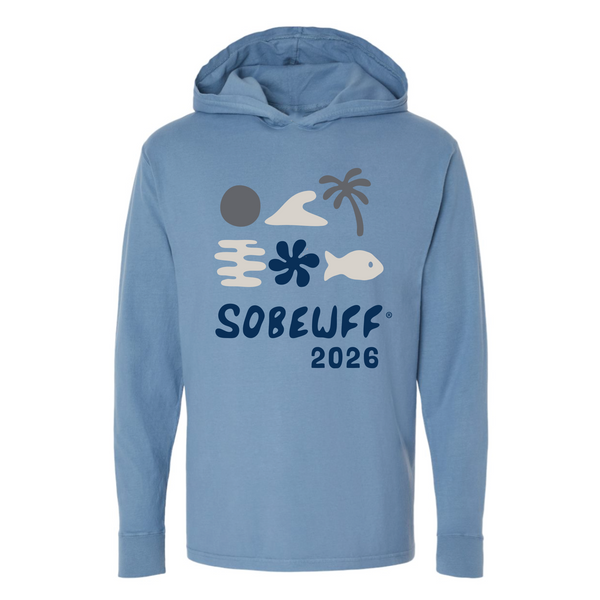 SOBEWFF 2026 - Unisex Hooded Long Sleeve Shirt - Fish - Light Blue
