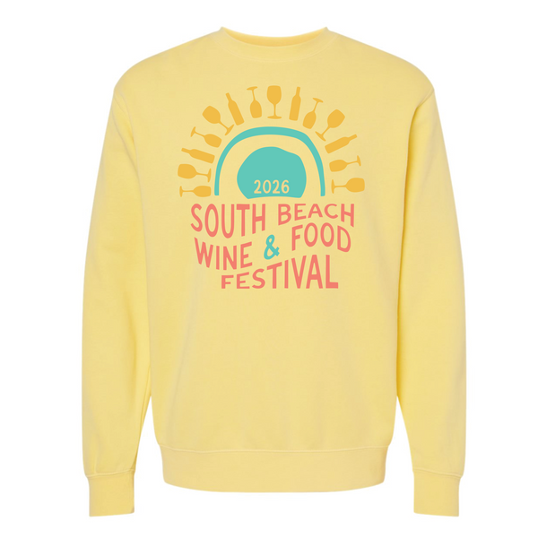 SOBEWFF 2026 - Unisex Crewneck Sweatshirt - Wine Glasses - Pigment Yellow