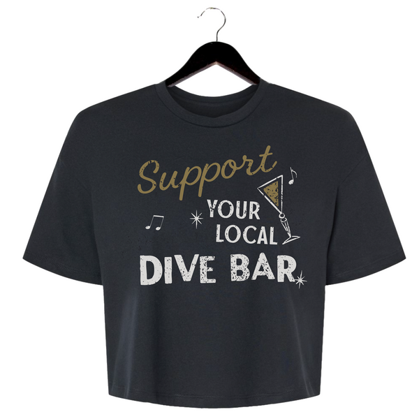 Local Dive Bar - Women's Cropped Tee - Black
