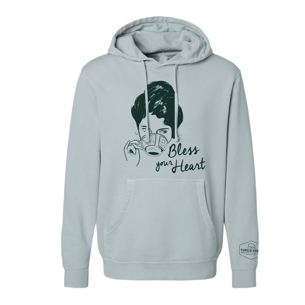 Bless Your Heart by Tupelo Honey - Unisex Hooded Sweatshirt - Pigment Sage