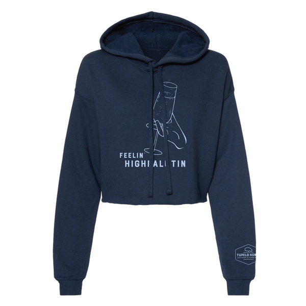 Feelin' Highfalutin by Tupelo Honey - Women's Cropped Hooded Sweatshirt - Navy