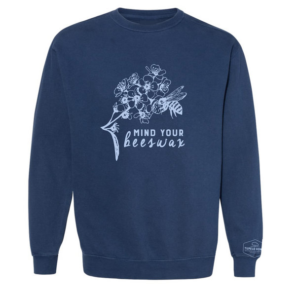 Mind Your Beeswax by Tupelo Honey - Unisex Crewneck Sweatshirt - Navy