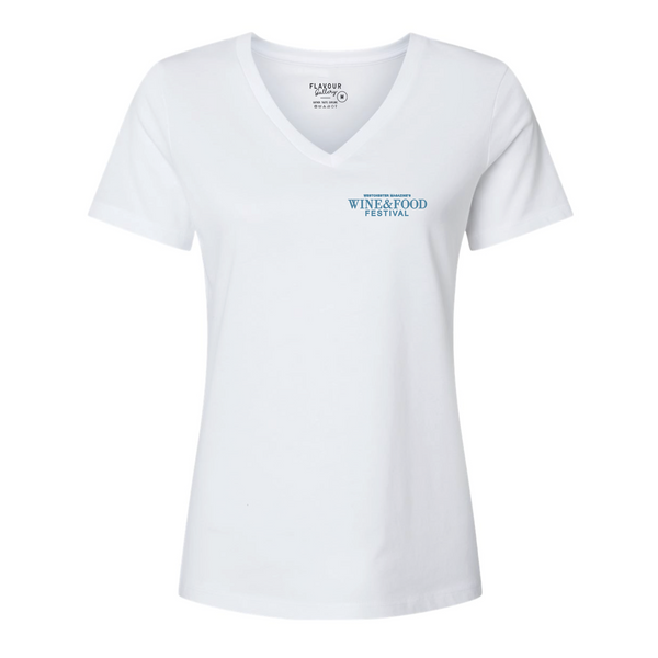 WMWFF 2026 - Women's V-Neck Tee - Pasta - White