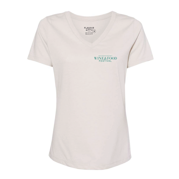 WMWFF 2026 - Women's V-Neck Tee - Wine Glasses - Heather Dust