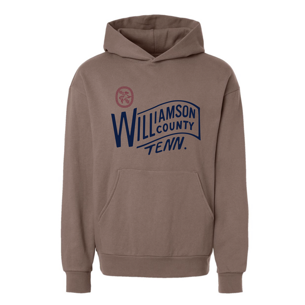 @JessieTigges - Unisex Hooded Sweatshirt - Williamson County Stamp - Clay