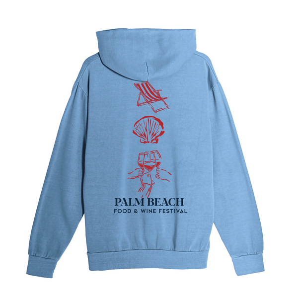 PBFWF '25 - Unisex Hooded Sweatshirt - Beach Icons - Pigment Pebble Blue