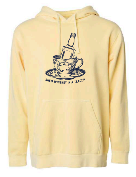 Whiskey In A Teacup by Tupelo Honey - Unisex Hooded Sweatshirt - Pigment Yellow
