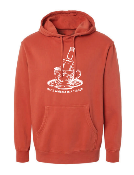 Whiskey In A Teacup by Tupelo Honey - Unisex Hooded Sweatshirt - Pigment Amber