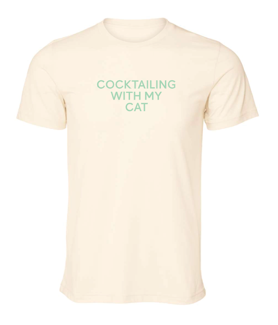 Cocktailing With My Cat - Unisex Crewneck Shirt - Natural