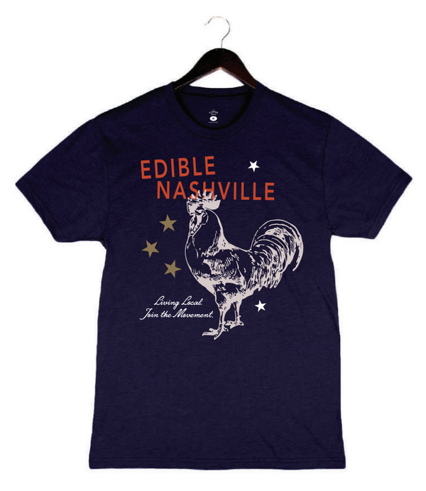 Edible Nashville - Unisex Crewneck Shirt - Rooster - Navy