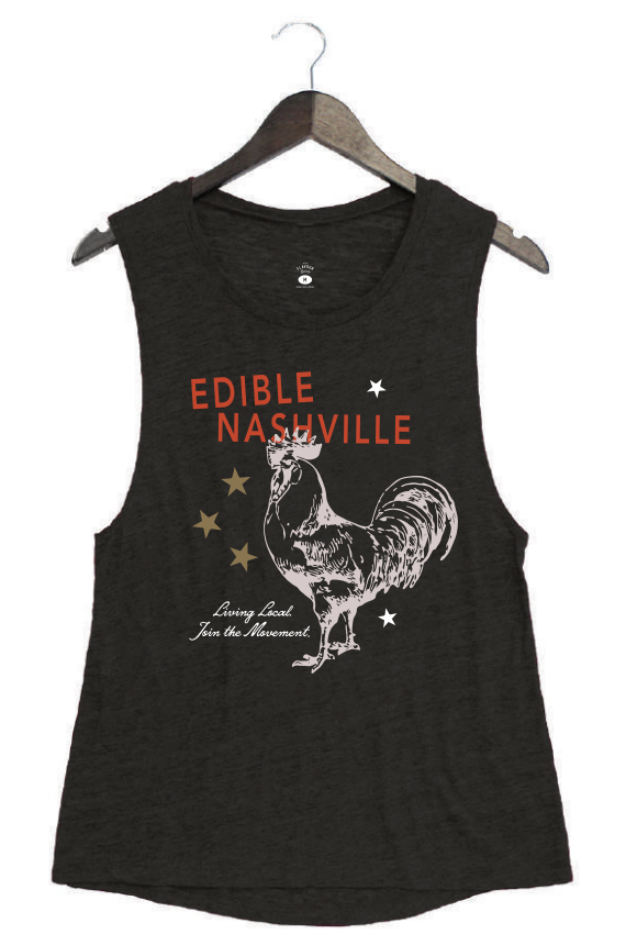 Edible Nashville - Women's Muscle Tank - Rooster - Charcoal