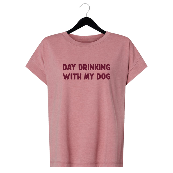 Day Drinking With My Dog - Women's Vintage Tee - Washed Mauve