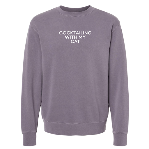 Cocktailing With My Cat - Unisex Crewneck Sweatshirt - Pigment Purple